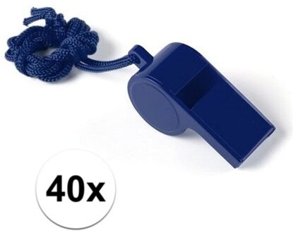 40x Blauw fluitje aan koord