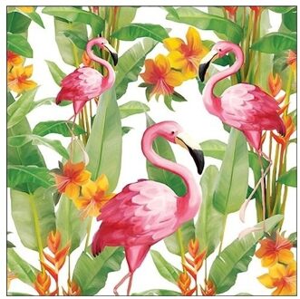 40x Flamingo Exotisch Thema Servetten 33 X 33 Cm - Feestservetten Multikleur