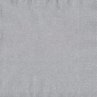40x Kerst servetten zilver unikleur 33 x 33 cm