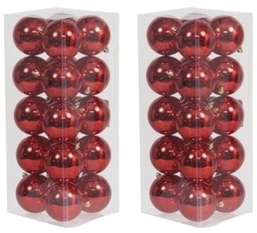 40x Kunststof kerstballen glanzend rood 8 cm kerstboom versiering/decoratie - Kerstbal