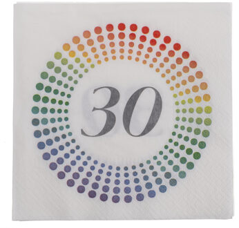 40x Leeftijd 30 jaar witte confetti servetten 33 x 33 cm - Feestservetten