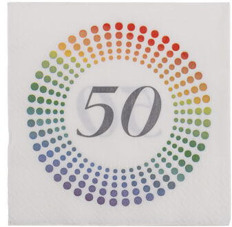 40x Leeftijd 50 jaar witte confetti servetten 33 x 33 cm - Feestservetten Multikleur