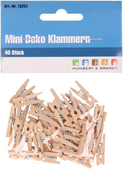 40x mini decoratieve houten clips - 25mm - knijpers