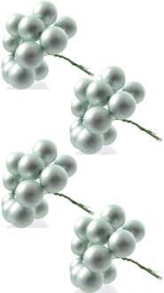 40x Mintgroene mini kerststukjes insteek kerstballetjes 2 cm van glas - Kerststukjes