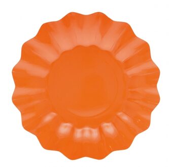 40x Oranje diepe wegwerp bordjes van karton 27 cm - Feestbordjes