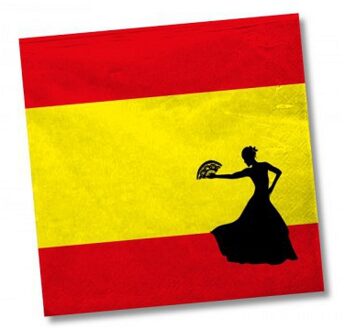 40x Spanje landen vlag thema servetten 33 x 33 cm - Papieren wegwerp servetjes - Spaanse vlag/flamenco feestartikelen - Landen decoratie