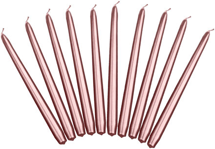 40x stuks Dinerkaarsen ros? goud 24 cm