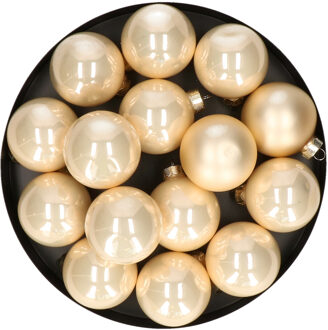 40x stuks glazen kerstballen champagne mix 6 cm glans en mat