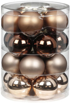 40x stuks glazen kerstballen elegant bruin mix 6 cm glans en mat - Kerstbal