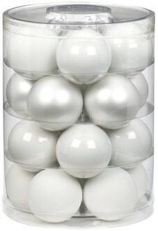40x stuks glazen kerstballen elegant wit mix 6 cm glans en mat