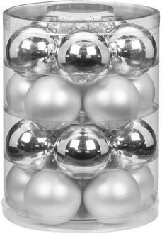 40x stuks glazen kerstballen elegant zilver mix 6 cm glans en mat - Kerstbal Zilverkleurig