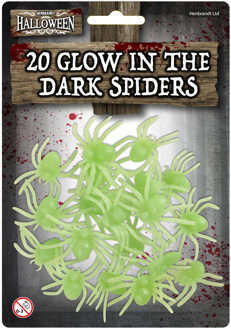 40x stuks glow in the dark horror griezel spinnen 5 cm