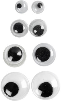 40x Wiebel oogjes/googly eyes 4-6-8-10 mm