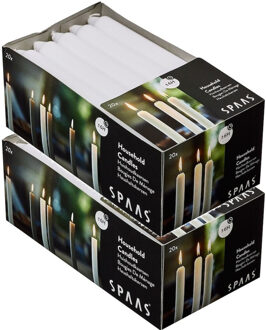 40x Witte huishoudkaarsen 18 cm 6 branduren - Geurloze kaarsen - Dinerkaarsen/tafelkaarsen/kandelaarkaarsen