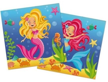40x Zeemeermin servetjes 33 cm - Feestservetten Multikleur