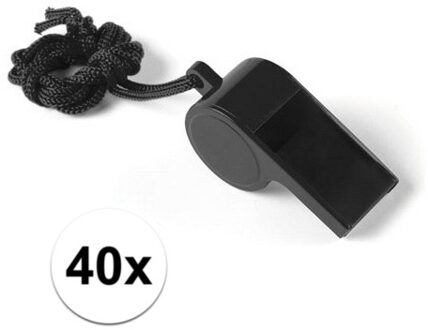 40x Zwart fluitje aan koord
