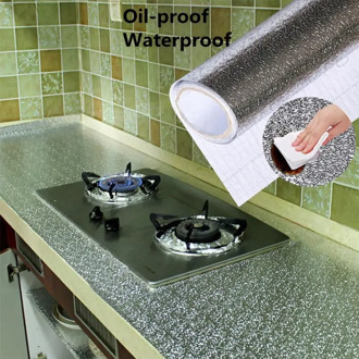 40x100cm Kitchen Oil-proof Waterproof Stickers Aluminum Foil Kitchen Stove Cabinet Self Adhesive Wall Sticker DIY Wallpaper QDRR