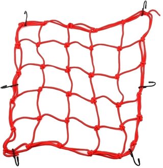 40X40Cm Bagagenet Motorhelm Mesh Opslag Motorhelm Bungee Bagage Compressie Ctorage Cargo Afwerking Netto 6 haken 40x40cm rood