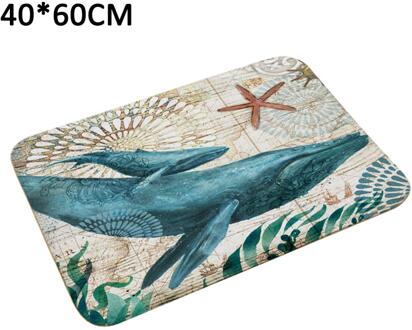 40X60CM Marine Stijl Deur Mat Vloer Tapijt Voor Woonkamer Sea Turtle Patroon Coral Fleece Tapijt Anti-Slip Deurmat home Decor whale