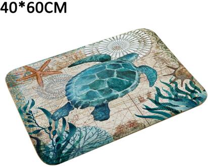 40X60CM Marine Stijl Deur Mat Vloer Tapijt Voor Woonkamer Sea Turtle Patroon Coral Fleece Tapijt Anti-Slip Deurmat home Decor