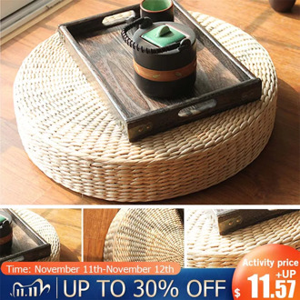 40x7.5cm Natural Straw Weaving Round Pouf Tatami Cushion Floor Cushions Meditation Yoga Round Mat Home Bedroom Chair Cushion