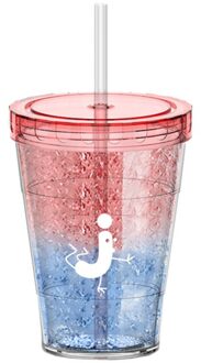 410Ml Herbruikbare Drinken Mok Gradiënt Kleur Ijs Cup Stro Beker Met Deksel Plastic Zomer Mode Paar Iced Koud Drankje thee Water Mok 01