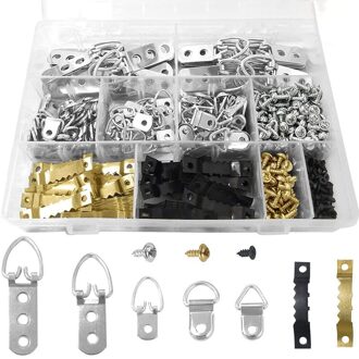 415Pcs Picture Haken Zaagtand Foto Hangers Foto Opknoping Kits Muur Fotolijst Haak Met Schroeven, D-Ring