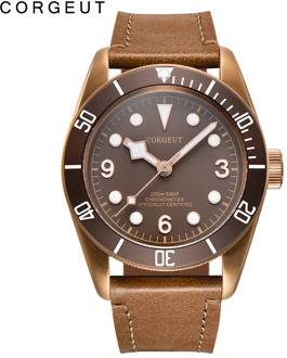 41mm Corgeut luxury top brand sport Sapphire Glass Sterile Coffee Dial PVD Mechanical Male clock Automatic Mens Wrist Watch