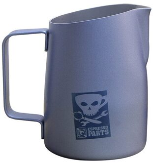 420 Ml/600 Ml Latte Art Espresso Koffiezetapparaat Melk Schuimende Kannen Melk Opschuimen Pijpje Pitcher Melk Schuimen Jug rvs blauw 420ml