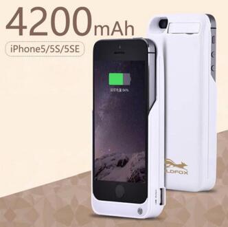 4200 mah Draagbare Backup Externe Opladen Case Cover Charger Case Smart Phone Cover Voor Iphone 5 5 s SE Batterij case Power Bank wit