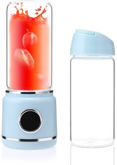 420Ml Draagbare Blenders 304 Rvs Zes Leaf Blade 16000 Omwentelingen Per Minuut Usb Elektrische Blenders Keukenapparatuur dubbele cup lucht blauw