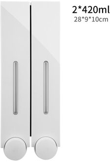 420Ml Zeepdispenser Rvs Abs Dubbele Hoofden Sanitizer Lotion Dispenser Hand Wassen Badkamer Accessoires wit 2 stk