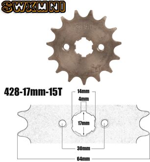 428 #15T Tanden Voor Motor 17Mm 20Mm Kettingwiel Met Retainer Plaat Locker Voor Dirt Pit bike Atv Quad Go Kart Bromfiets Buggy 428-17mm-15T