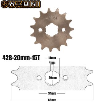 428 #15T Tanden Voor Motor 17Mm 20Mm Kettingwiel Met Retainer Plaat Locker Voor Dirt Pit bike Atv Quad Go Kart Bromfiets Buggy 428-20mm-15T