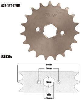 428 19T Tand 17Mm 20Mm Voor Motor Tandwiel Atv Bike 50cc 70cc 90cc 110cc 125cc 150cc 428 19t 17mm