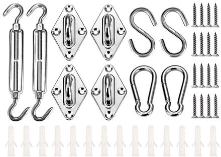 42Pcs Heavy Duty Zonnescherm Zeil Bevestiging Accessoires Hardware Kit Voor Tuin Triple-Gedreven, Vierkant, Rechthoek