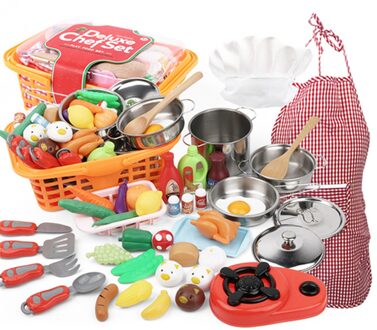 42Pcs Kookgerei Pretend Play Speelgoed Set Veilig Kinderen Chef Speelgoed Kinderen Keuken Speelgoed Simulatie Voedsel Keukengerei Speelgoed