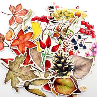 42pcs Watercolor Retro Autumn leaf stickers Planner Scrapbooking DIY Dry Glue custom sticker bullet journal adesivo Cute dairy