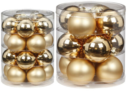 42x stuks glazen kerstballen elegant goud mix 6 en 8 cm glans en mat - Kerstbal Goudkleurig