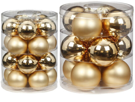 42x stuks glazen kerstballen elegant goud mix 6 en 8 cm glans en mat