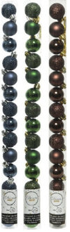 42x Stuks kunststof kerstballen mix donkerbruin/donkerblauw/donkergroen 3 cm - Kerstbal