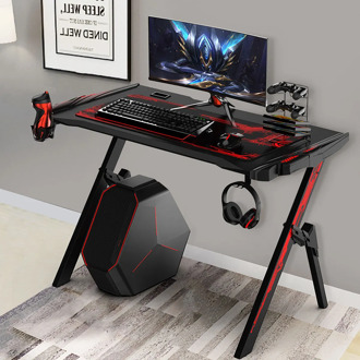 43.3"Game Table Professional Internet Cafe Game Chair Computer Table With Audio Sensor RGB LED Lights Cup Holder Headphone Hook