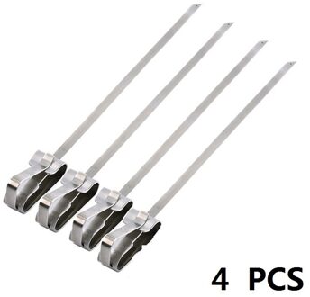 43 Cm/17 ''Bbq Spies Roestvrij Staal Brede Bbq Kabob Sticks Platte Met Voedsel Remover Disc Outdoor Paniek voor Garnalen Vlees Groente 4 stk