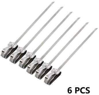 43 Cm/17 ''Bbq Spies Roestvrij Staal Brede Bbq Kabob Sticks Platte Met Voedsel Remover Disc Outdoor Paniek voor Garnalen Vlees Groente 6 stk