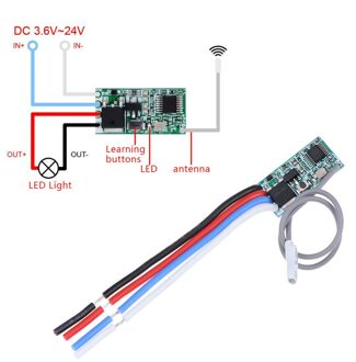 433 Mhz 1CH Rf Relais Ontvanger Universele Draadloze Afstandsbediening Schakelaar Micro Module Led Licht Controller Dc 3.6V-24V Diy