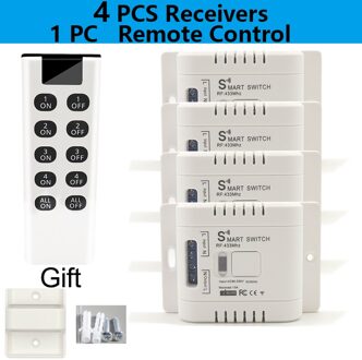 433 Mhz Smart Lichtschakelaar Draadloze Afstandsbediening Aan Uit Relais Ac 110V 220V 10A Controller Voor Home Water kachels Plafondlamp Ventilator Led 4RC 1B