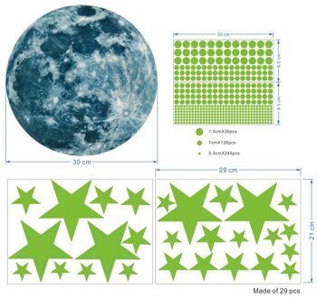 435 Pcs Moon Stars Combinatie 3D Muursticker Slaapkamer Woonkamer Home Decoratie Kinderkamer Decals Glow In The Dark sticker 30 Cm