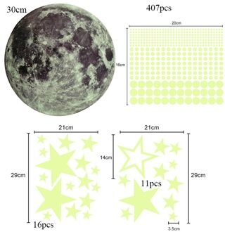 435 Stuks Lichtgevende Maan En Ster Muurstickers Voor Kinderkamer Baby Nursery Muur Papers Home Decoratie Muurstickers Glow in Het Donker