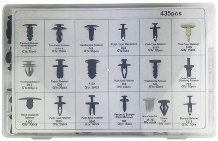 435Pcs HE06 Auto Plastic Uitbreiding Slijtage Hart Nail Schroef Sluiting Voering Clip Spatbord Kofferbak