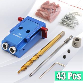 43Pcs Slant Gat Apparaat Jig Kit Systeem Geneigd Gat Locator Pockethole Jig Draagbare Praktische Stap Boren Bit Duurzaam